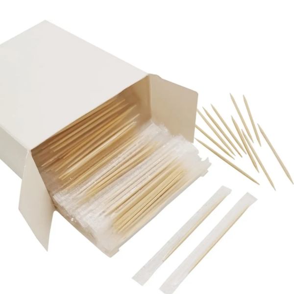 100% Natural Plain Individual Cello Wrapped Bamboo Toothpicks Single-pointed , Package of 1000